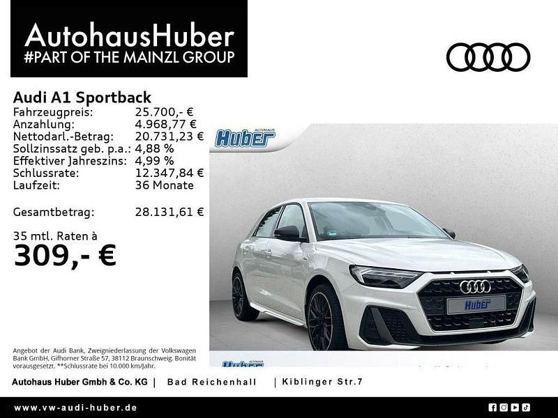 Cortinaweiß Gebraucht 2024 Audi A1 Sportback S-Line Kleinwagen | 25.700 € (Fairer Preis) - Bild 1/4