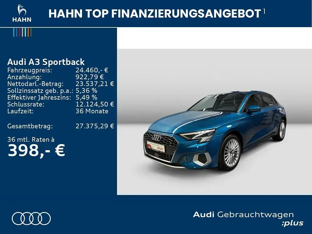 Gebraucht Audi A3 Advanced Plus 150 PS (110 kW) 2023 Atollblau metallic Limousine