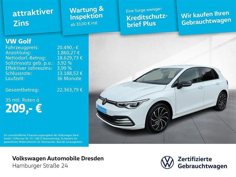 Pure white Gebraucht 2022 VW Golf VIII Active Limousine | 20.490 € (Guter Preis) - Bild 1/4