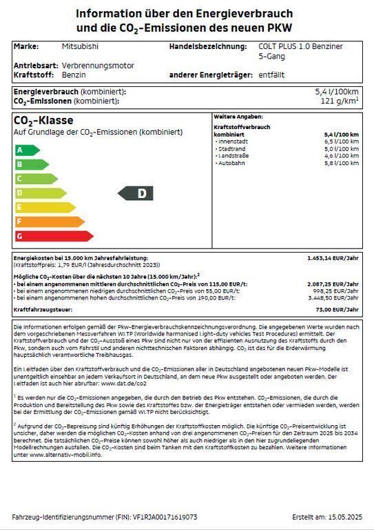 Gebraucht Mitsubishi Colt Plus 67 PS (49 kW) 2024 Weiß Limousine