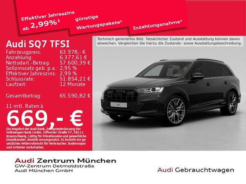 Mythosschwarz metallic Gebraucht 2022 Audi SQ7 Ambiente SUV | 63.978 € (Superpreis) - Bild 1/2