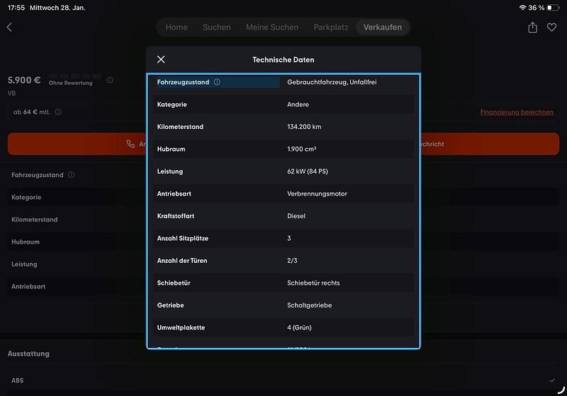 Gebraucht VW Transporter 90 PS (66 kW) 2006 Blau Van