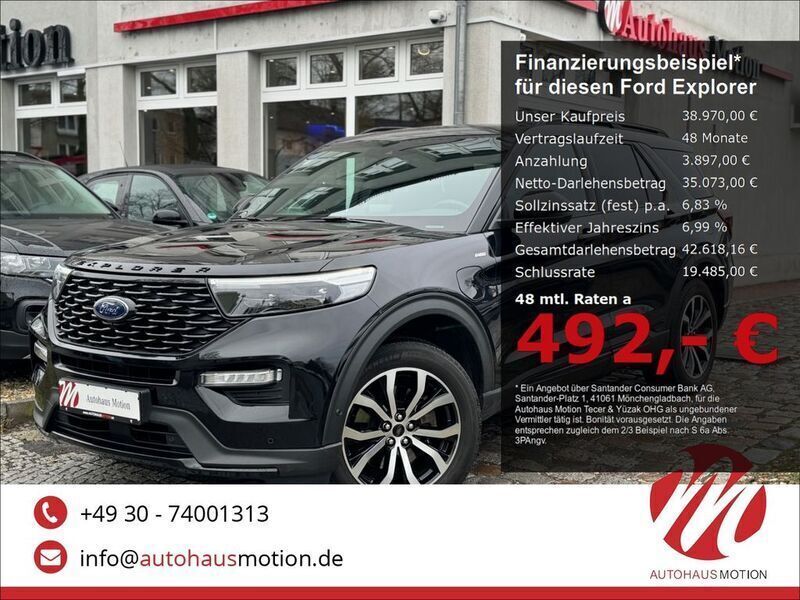 Obsidianschwarz metallic Gebraucht 2020 Ford Explorer ST-Line SUV | 38.970 € - Bild 1/4