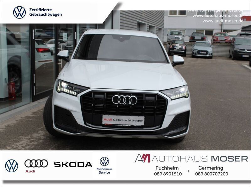 Gletscherweiß metallic Gebraucht 2021 Audi Q7 S-Line SUV | 56.940 € (Superpreis) - Bild 1/4