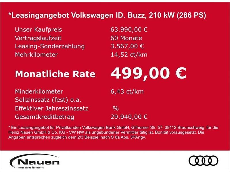 Neu VW ID. Buzz Pro 210 kW (286 PS) 2025 Blau Van / Kleinbus