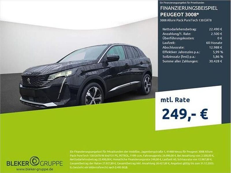 Schwarz perla nera (metallic) Gebraucht 2023 Peugeot 3008 Allure SUV | 24.990 € (Fairer Preis) - Bild 1/3