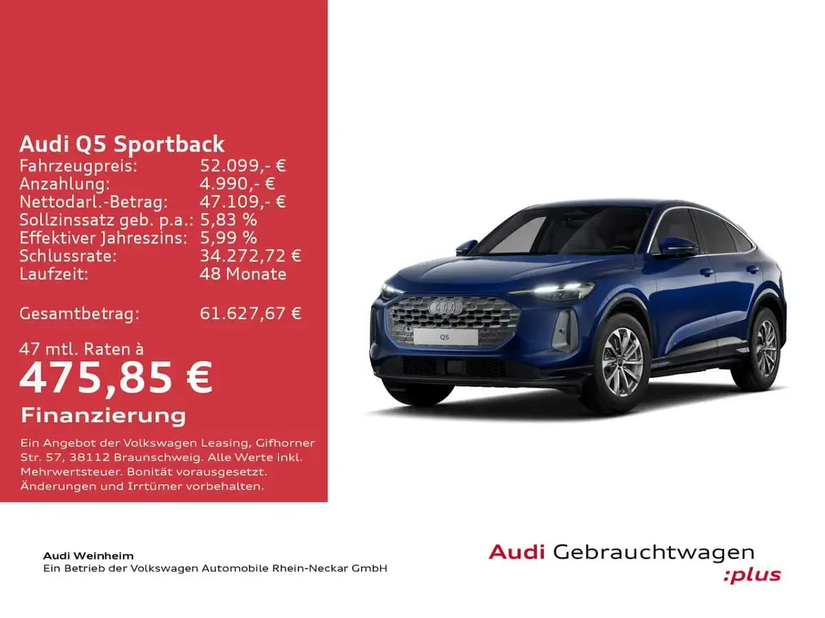 Gebraucht Audi Q5 204 PS (150 kW) 2025 Navarrablau metallic SUV