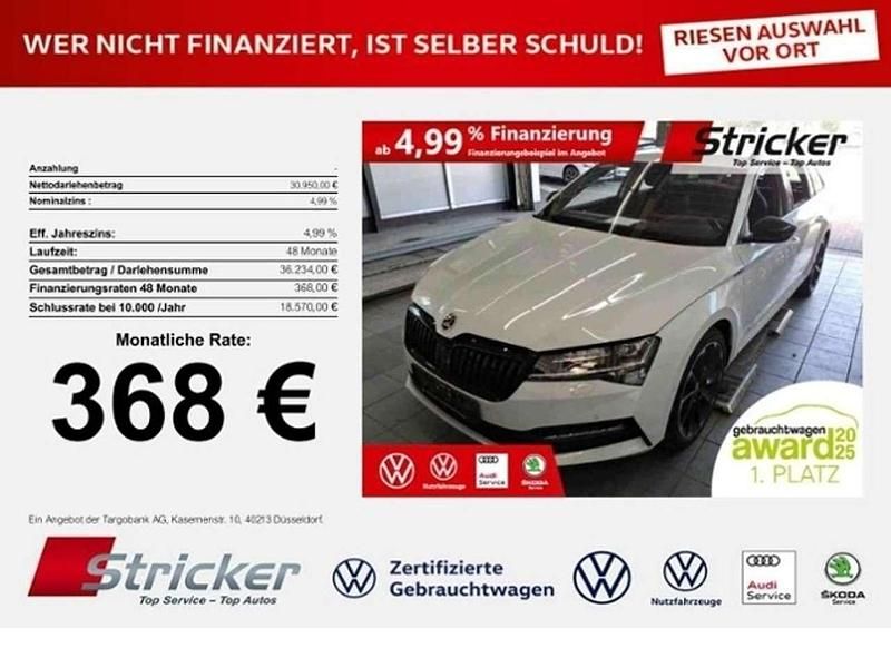 Moonweiss metallic (metallic) Gebraucht 2022 Skoda Superb SportLine Kombi | 30.949 € (Fairer Preis) - Bild 1/3