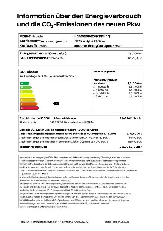 Neu Hyundai Staria Trend 224 PS (164 kW) 2026 Abyss black Van / Kleinbus