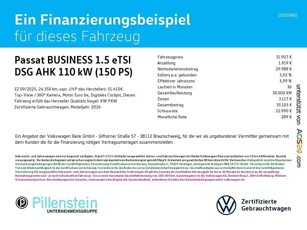Gebraucht VW Passat Business 150 PS (110 kW) 2025 Schwarz Kombi