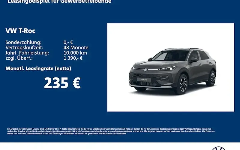 Neu VW T-Roc Life 150 PS (110 kW) 2026 Grau SUV