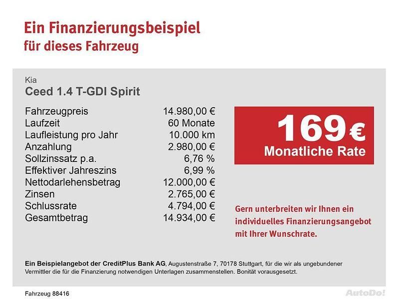 Gebraucht Kia Ceed Spirit 140 PS (102 kW) 2020 Blau Kleinwagen