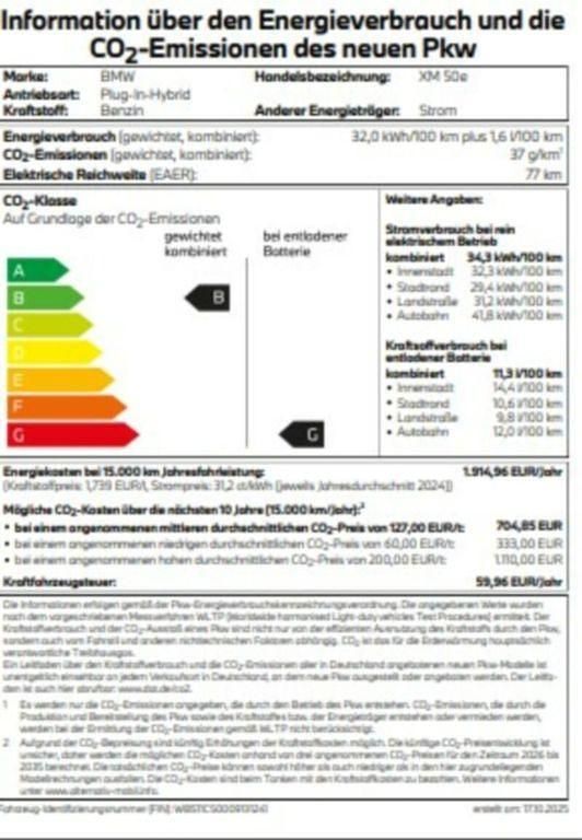Neu BMW XM Performance 476 PS (350 kW) 2025 Schwarz SUV