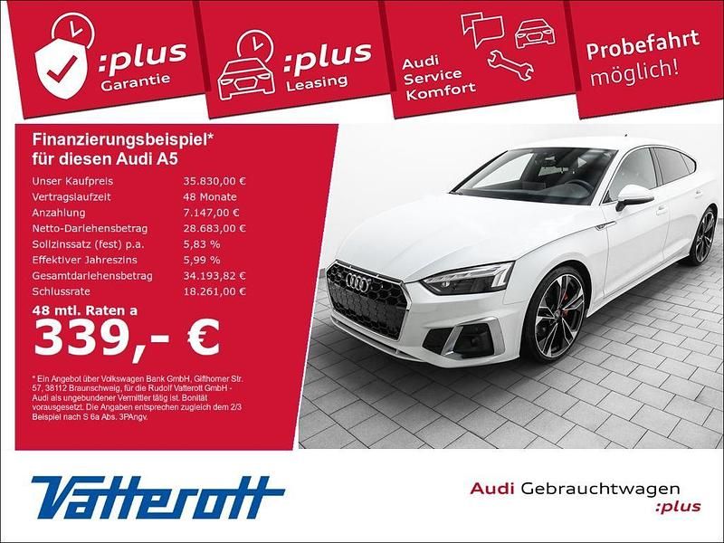 Gletscherweiss Gebraucht 2021 Audi A5 Sportback S-Line Kleinwagen | 35.830 € (Fairer Preis) - Bild 1/4