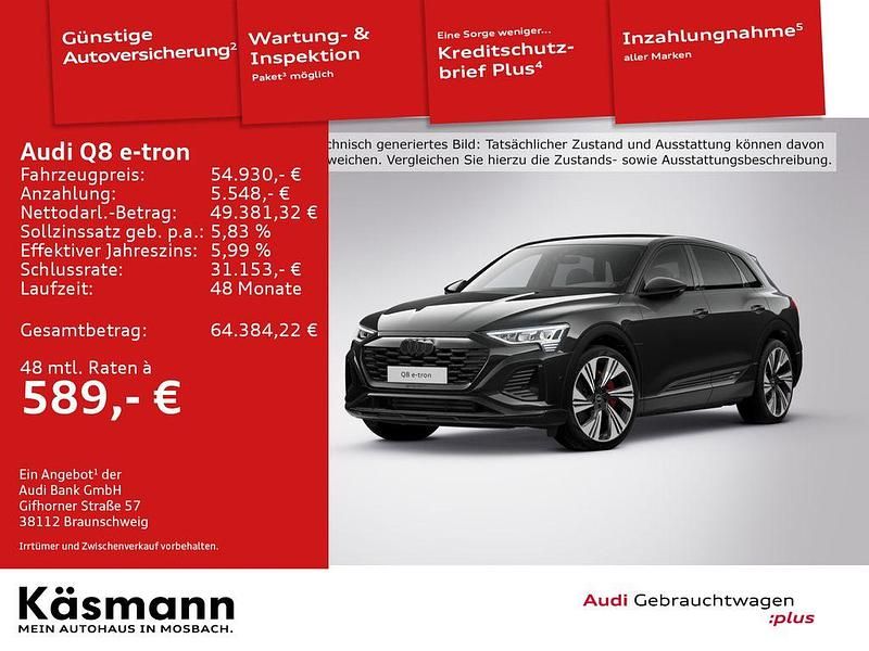 Mythosschwarz metallic Gebraucht 2023 Audi Q8 e-tron S-Line SUV | 54.930 € (Etwas zu teuer) - Bild 1/3