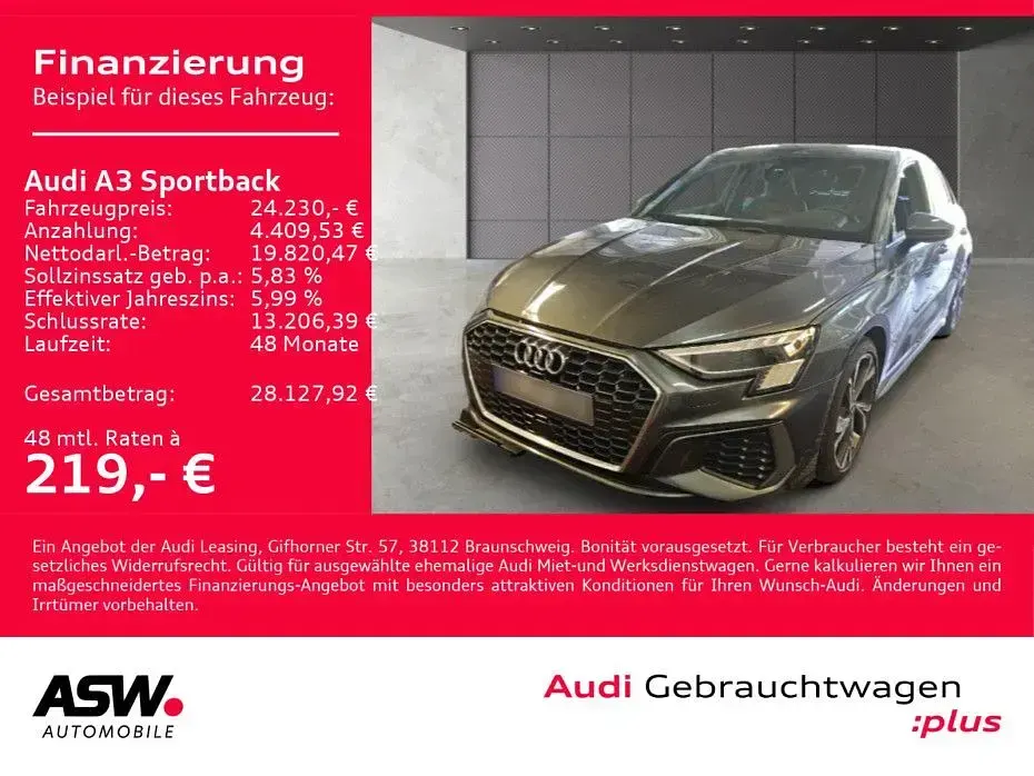 Gebraucht Audi A3 S-Line 116 PS (85 kW) 2023 Daytonagrau perleffekt Limousine