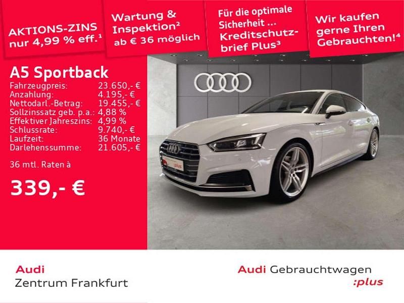 Gletscherweiß metallic/gletsch Gebraucht 2019 Audi A5 Sport Coupé | 23.650 € (Guter Preis) - Bild 1/2