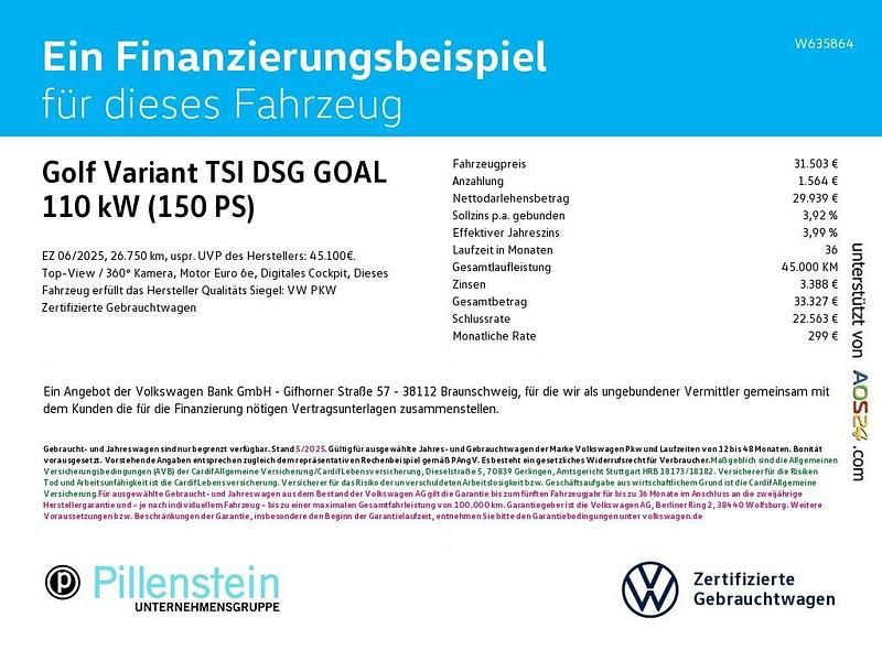 Gebraucht VW Golf VIII Goal 150 PS (110 kW) 2025 Schwarz Kombi