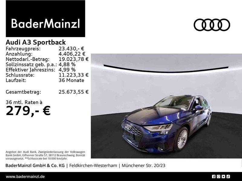 Navarrablau metallic Gebraucht 2022 Audi A3 Advanced Limousine | 23.430 € (Guter Preis) - Bild 1/3