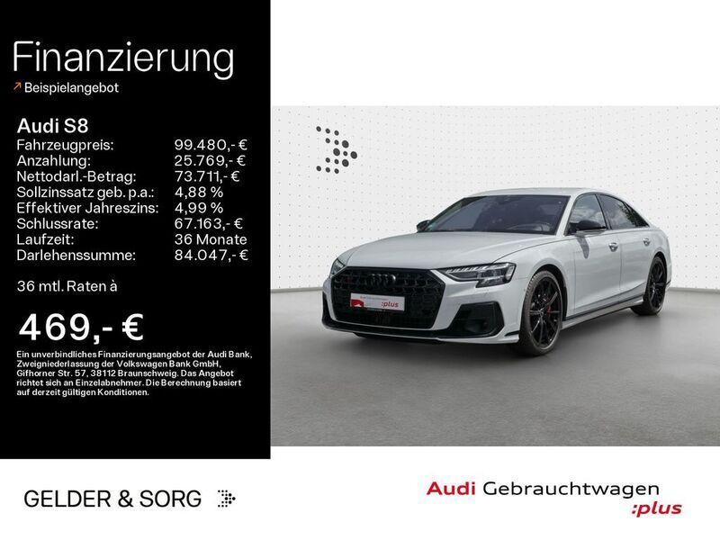 Gletscherweiß metallic Gebraucht 2023 Audi S8 Exclusive Limousine | 99.480 € (Fairer Preis) - Bild 1/4