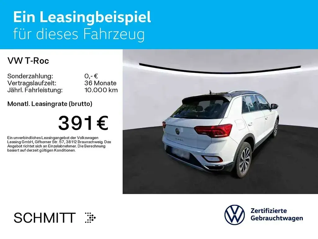 Gebraucht VW T-Roc Style 150 PS (110 kW) 2023 Pure white/schwarz SUV