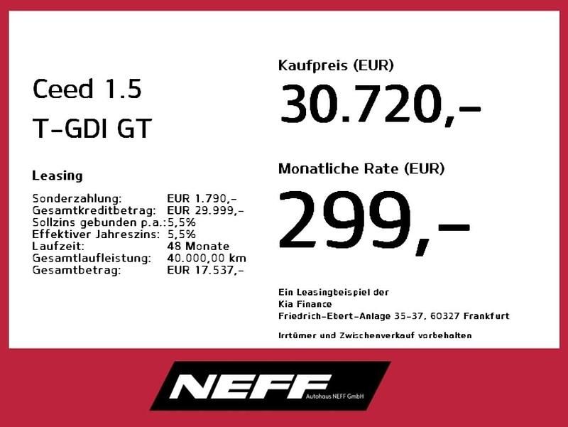 Neu Kia Ceed GT GT-Line 140 PS (102 kW) 2025 Deluxe white Limousine