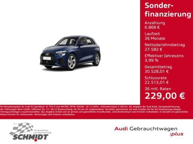 Navarrablau metallic Gebraucht 2024 Audi A3 S-Line | 34.450 € (Fairer Preis) - Bild 1/3