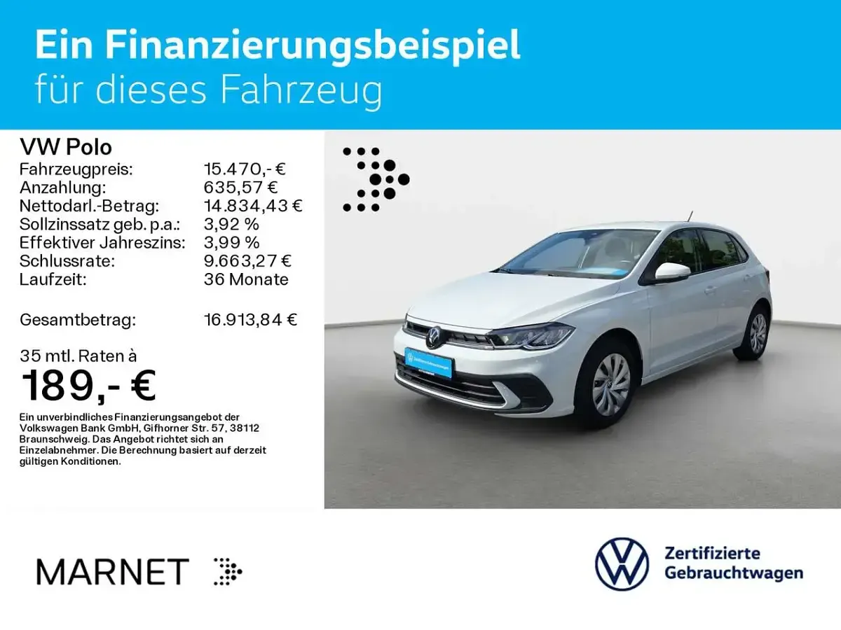 Gebraucht VW Polo Life 80 PS (58 kW) 2023 Weiß Kleinwagen