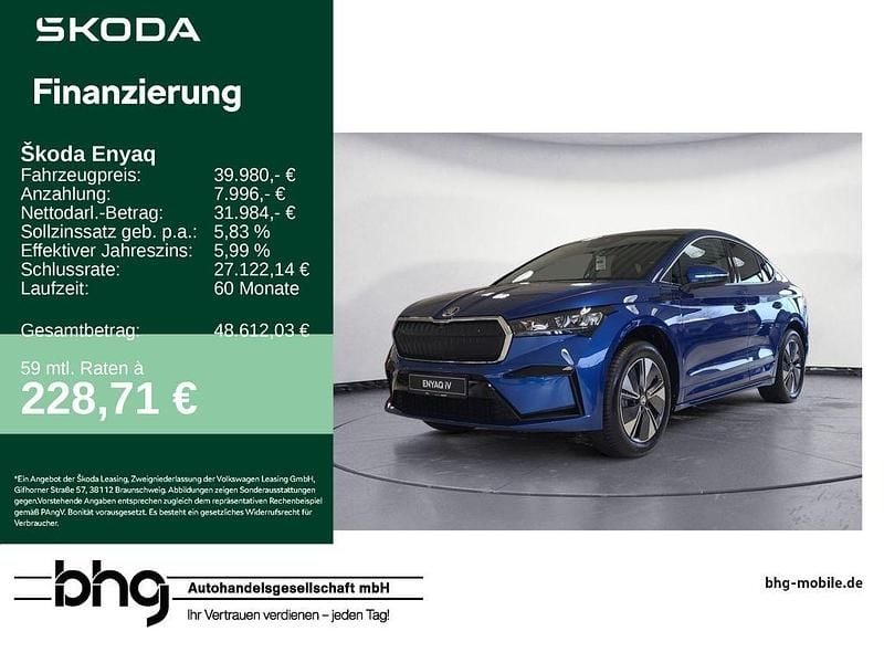 Blau Gebraucht 2024 Skoda Enyaq iV SUV | 39.980 € (Superpreis) - Bild 1/4
