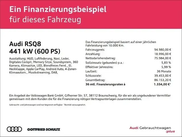Gebraucht Audi RS Q8 Sport 600 PS (441 kW) 2022 Schwarz SUV