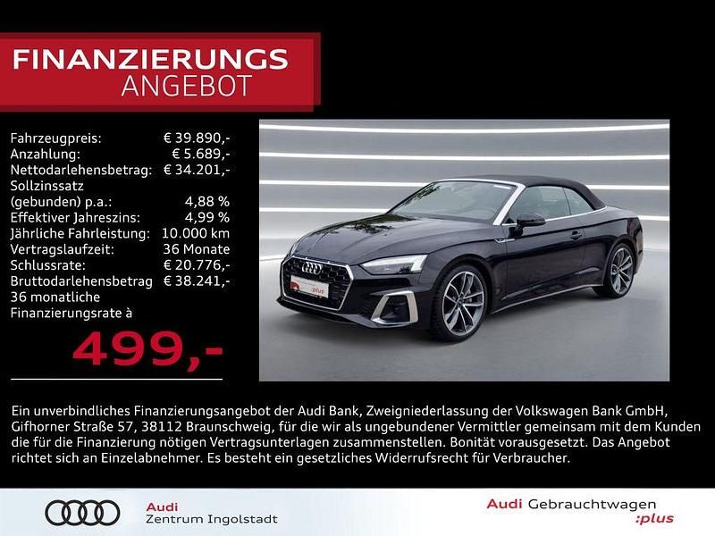 Mythosschwarz metallic Gebraucht 2021 Audi A5 Cabriolet Ambiente Cabrio | 39.890 € (Teuer) - Bild 1/3