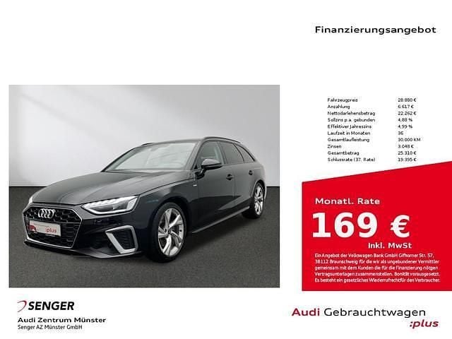 Mythosschwarz metallic Gebraucht 2023 Audi A4 S-Line Kombi | 28.880 € (Superpreis) - Bild 1/4