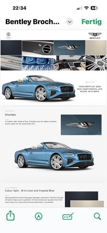 Neu Bentley Azure 549 PS (403 kW) 2026 Blau Cabrio