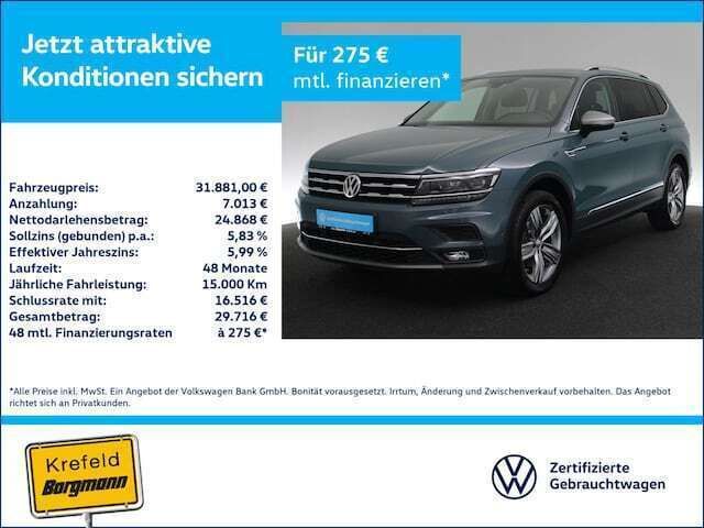 Petroleum blue metallic (metallic) Gebraucht 2021 VW Tiguan Allspace Highline SUV | 31.881 € (Fairer Preis) - Bild 1/4