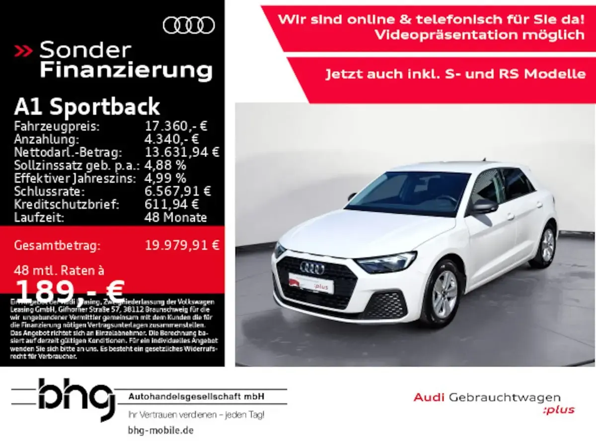 Gebraucht Audi A1 Sportback Comfort 95 PS (69 kW) 2023 Weiß Kleinwagen