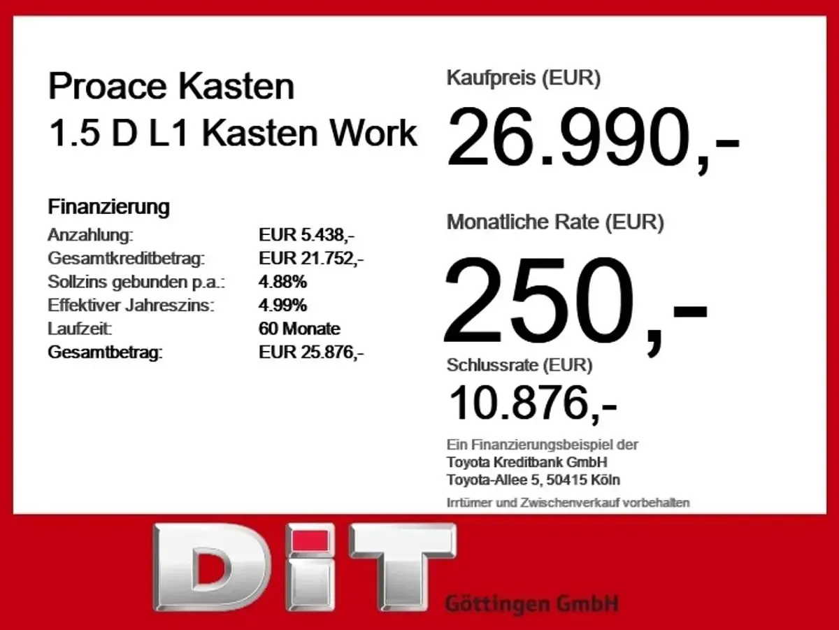 Neu Toyota Proace 120 PS (88 kW) 2026 Icy white Van / Kleinbus