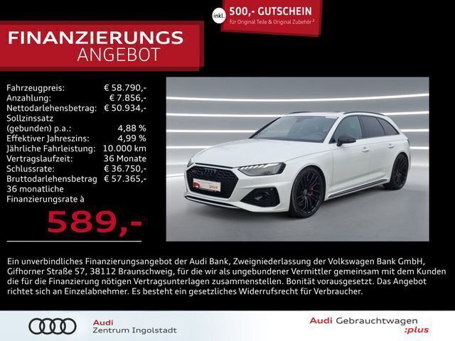 Gletscherweiß metallic Gebraucht 2021 Audi RS4 Ambiente Kombi | 58.790 € (Fairer Preis) - Bild 1/2