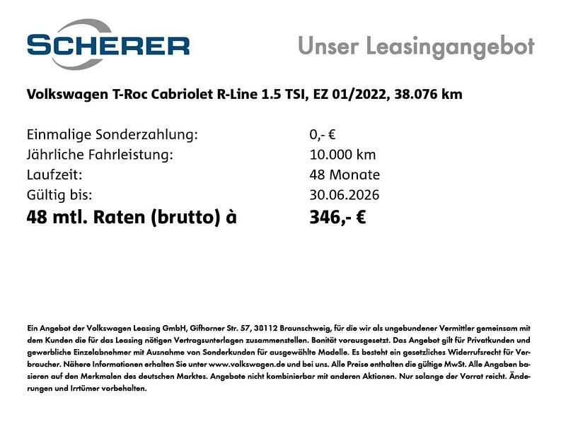 Gebraucht VW T-Roc R-line 150 PS (110 kW) 2022 Pure white schwarz SUV