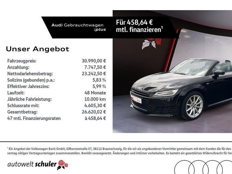 Mythosschwarz metallic Gebraucht 2016 Audi TT Roadster Design Cabrio | 29.490 € (Fairer Preis) - Bild 1/4