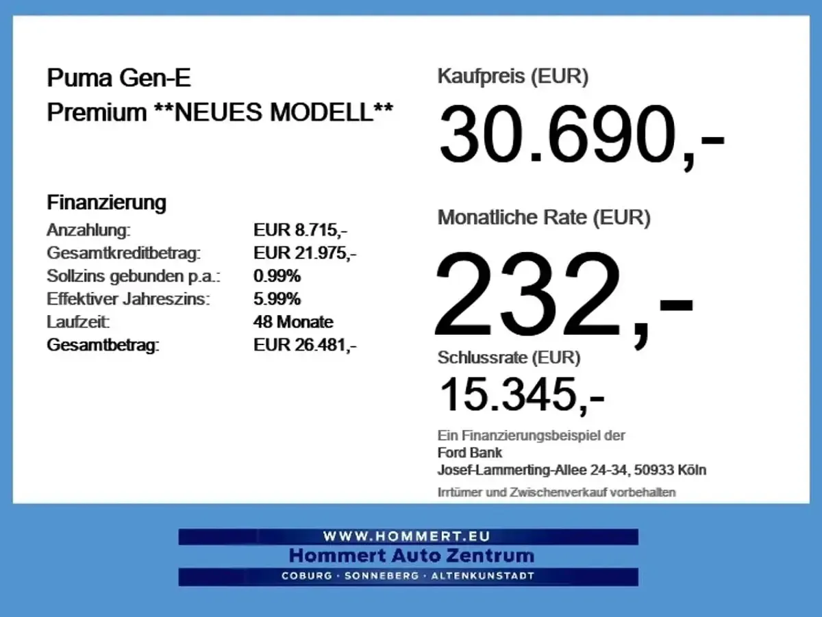 Nowe Ford Puma Gen-E Premium 124 kW (169 KM) 2026 Srebrny SUV