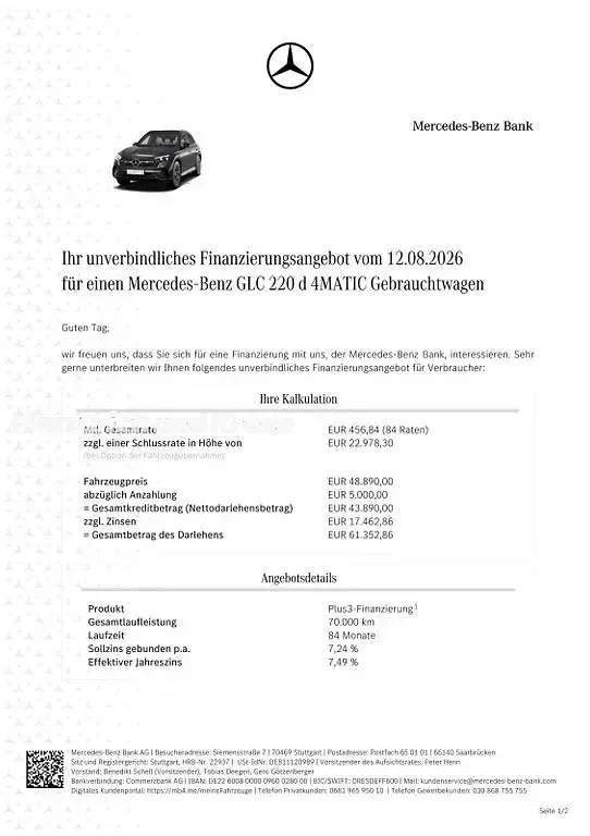 Gebraucht Mercedes GLC220 AMG line 197 PS (144 kW) 2024 Lack graphitgrau SUV