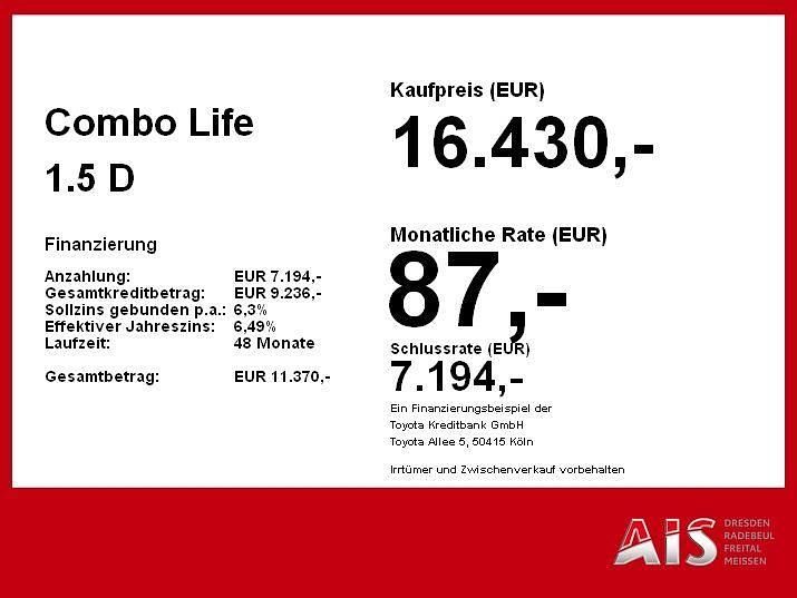 Gebraucht Opel Combo Life Edition 102 PS (75 kW) 2021 Nacht schwarz/noir onyx Van / Kleinbus