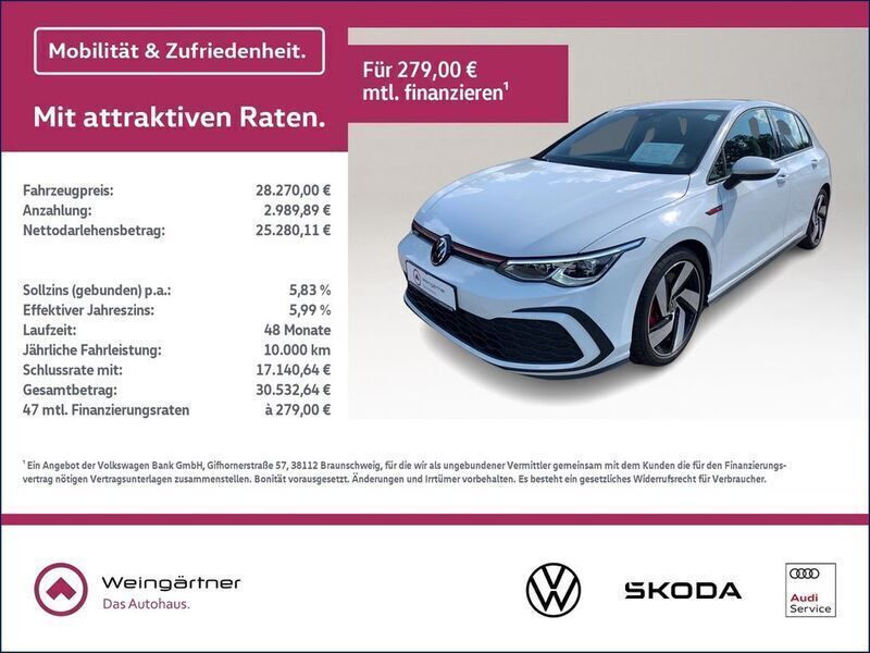 Weiß Gebraucht 2022 VW Golf VIII GTI Kleinwagen | 28.270 € (Superpreis) - Bild 1/4