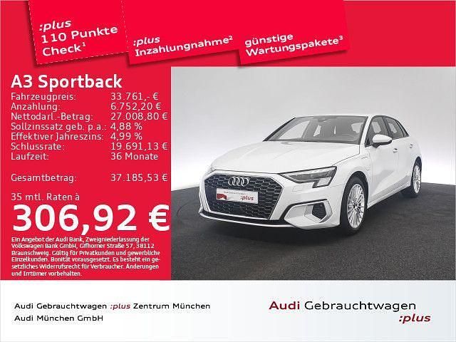 Gletscherweiß metallic Gebraucht 2023 Audi A3 Sportback e-tron Advanced Plus Limousine | 33.761 € (Teuer) - Bild 1/2