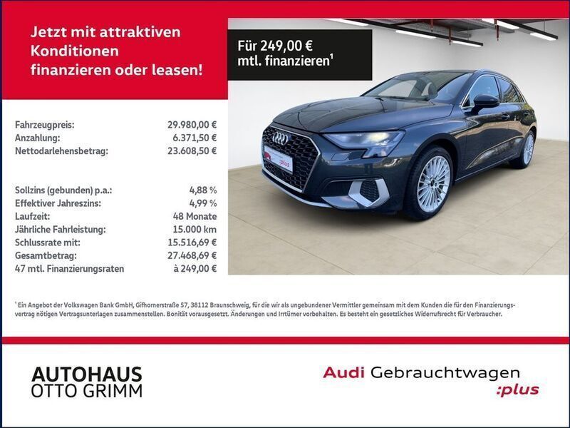 Grau Gebraucht 2023 Audi A3 Advanced Limousine | 28.879 € (Fairer Preis) - Bild 1/4