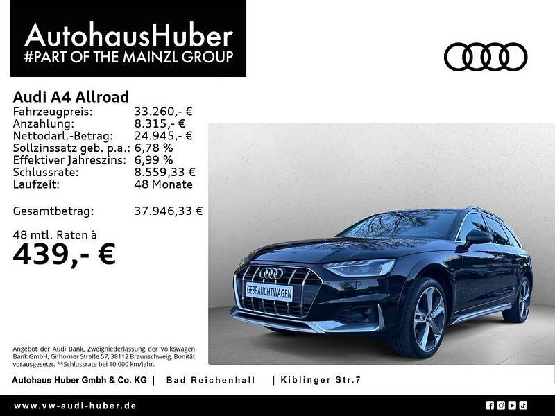 0e mythosschwarz metallic Gebraucht 2022 Audi A4 Allroad Ambiente Kombi | 33.260 € (Guter Preis) - Bild 1/4