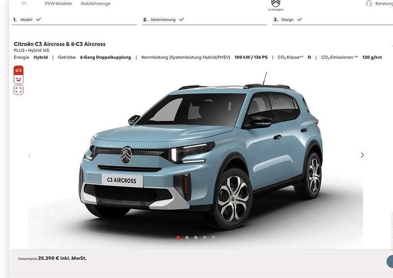 Montecarloblau Neu 2025 Citroën C3 Aircross SUV | 26.390 € - Bild 1/4