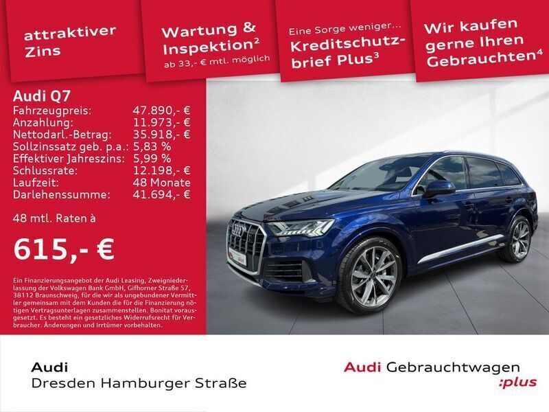 Navarrablau metallic Gebraucht 2021 Audi Q7 Comfort SUV | 48.990 € (Fairer Preis) - Bild 1/3