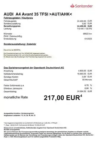 Gebraucht Audi A4 Sport 150 PS (110 kW) 2023 Schwarz Kombi
