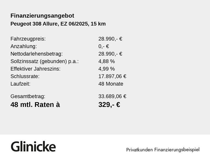 Neu Peugeot 308 SW Allure 131 PS (96 kW) 2025 Blau Kombi
